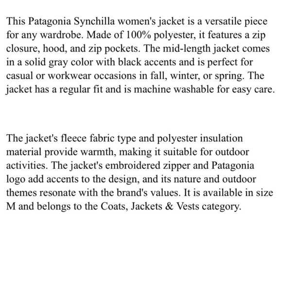 Patagonia Synchilla Hooded Fleece Zip Up Jacket Pockets Gray Black Size Medium - Picture 5 of 5